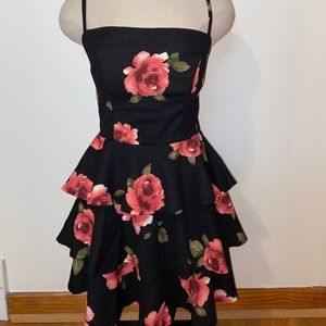 Black dress with pink Roses